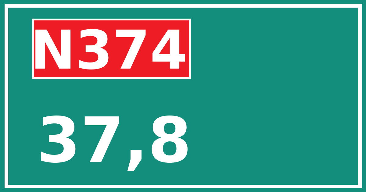 Hectometerbord N374 37,8