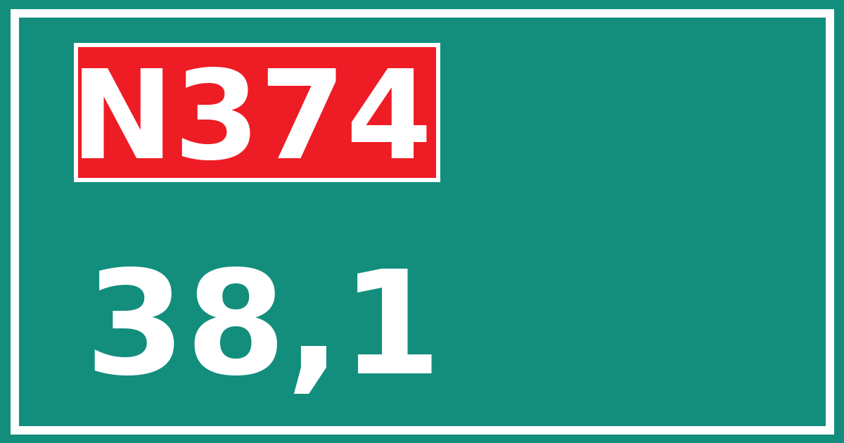 Hectometerbord N374 38,1