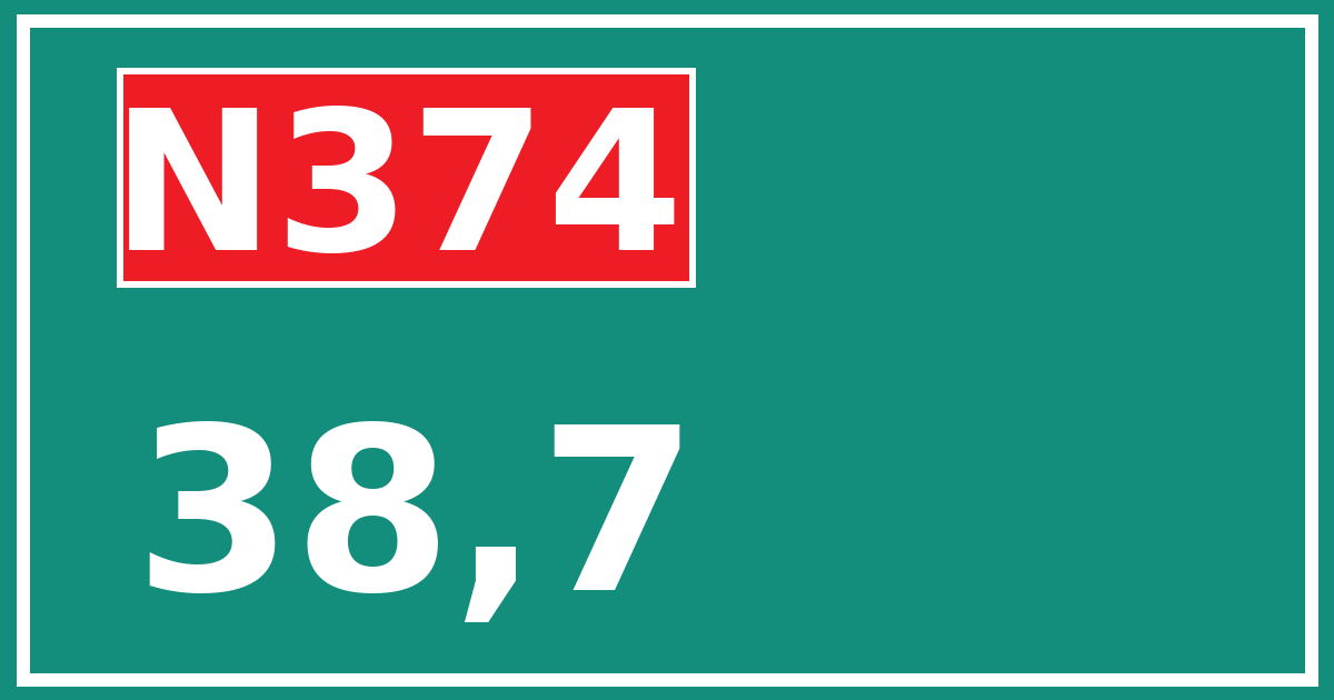 Hectometerbord N374 38,7