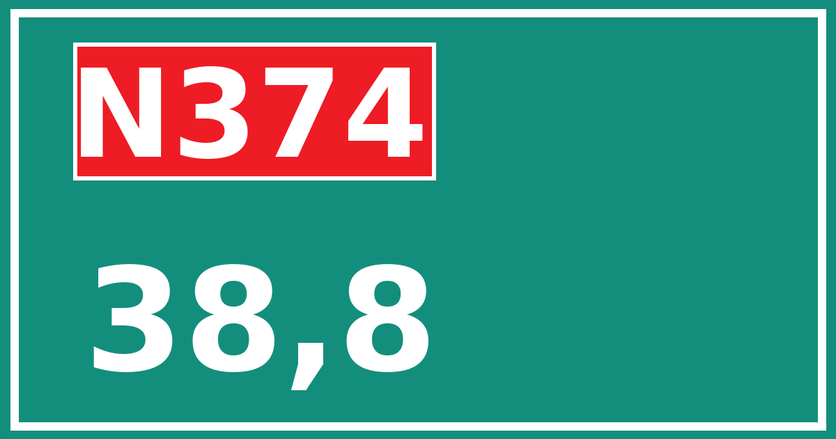Hectometerbord N374 38,8