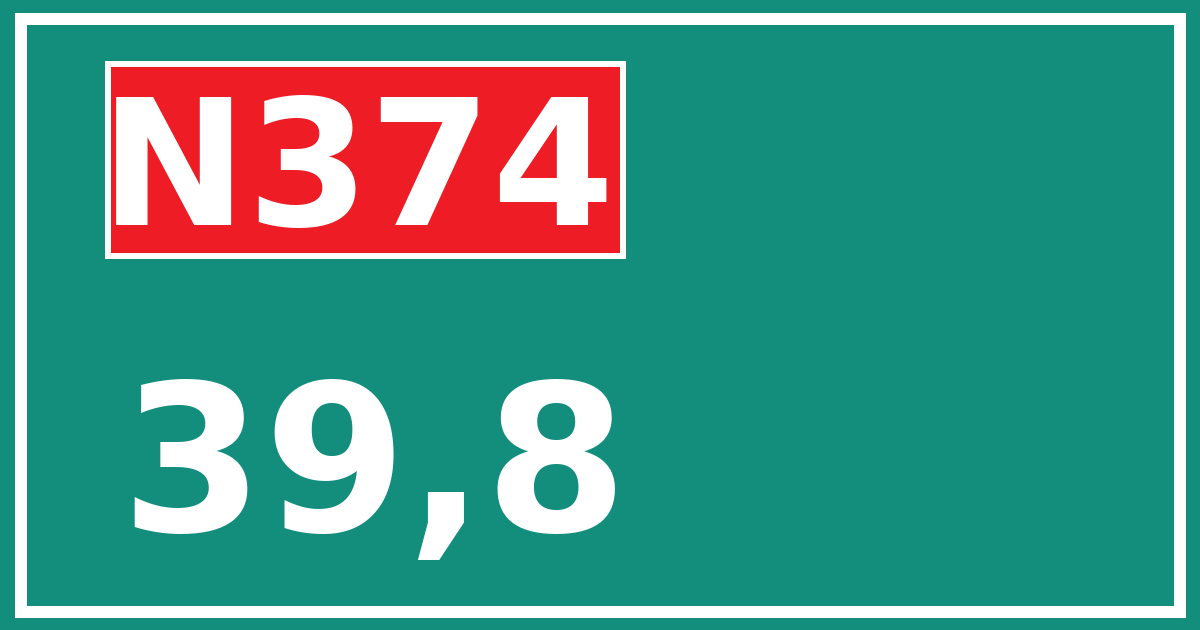 Hectometerbord N374 39,8