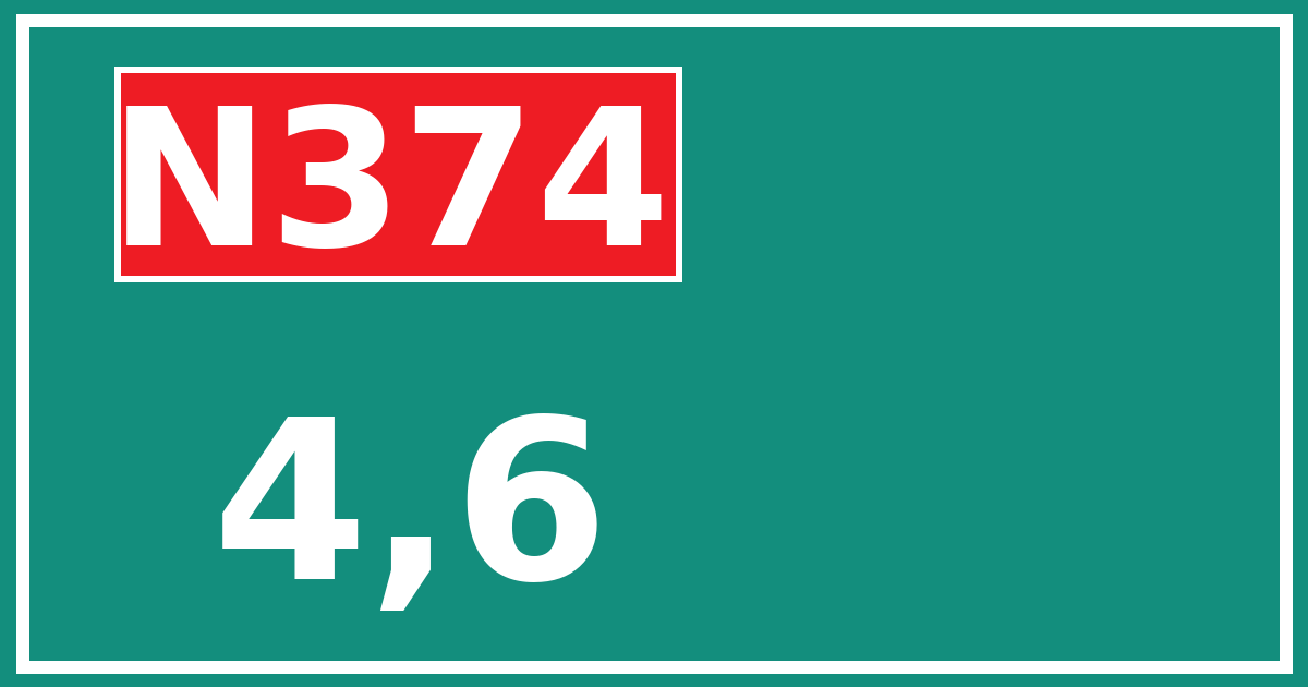 Hectometerbord N374 4,6