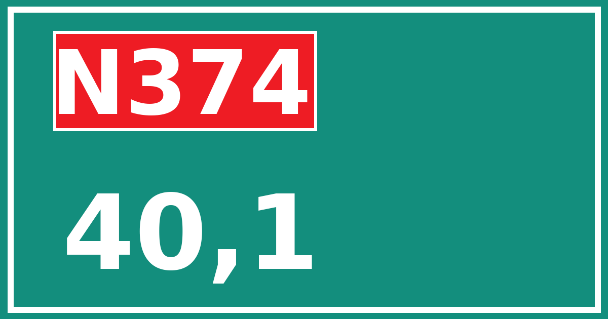 Hectometerbord N374 40,1