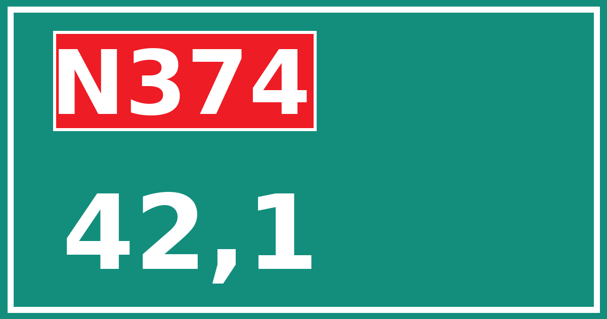Hectometerbord N374 42,1