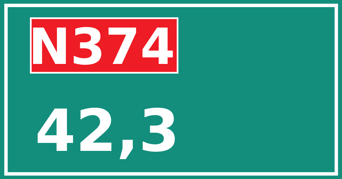 Hectometerbord N374 42,3