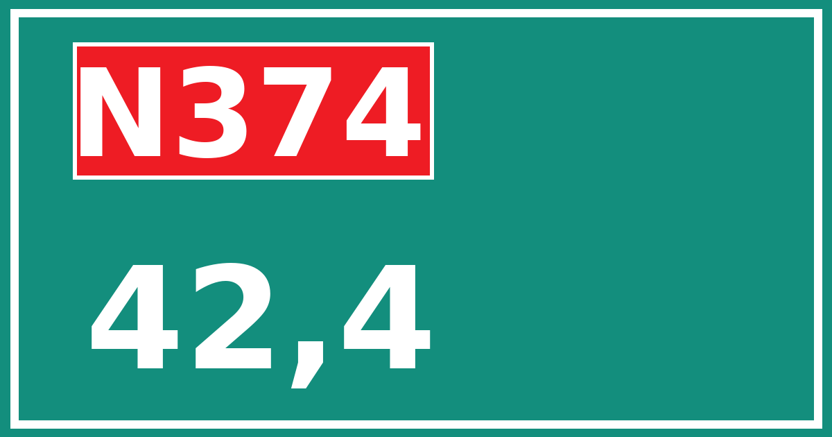 Hectometerbord N374 42,4