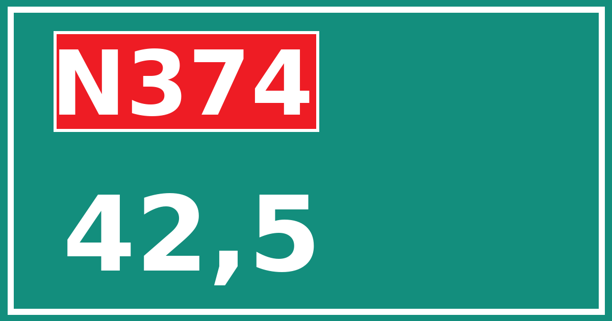 Hectometerbord N374 42,5