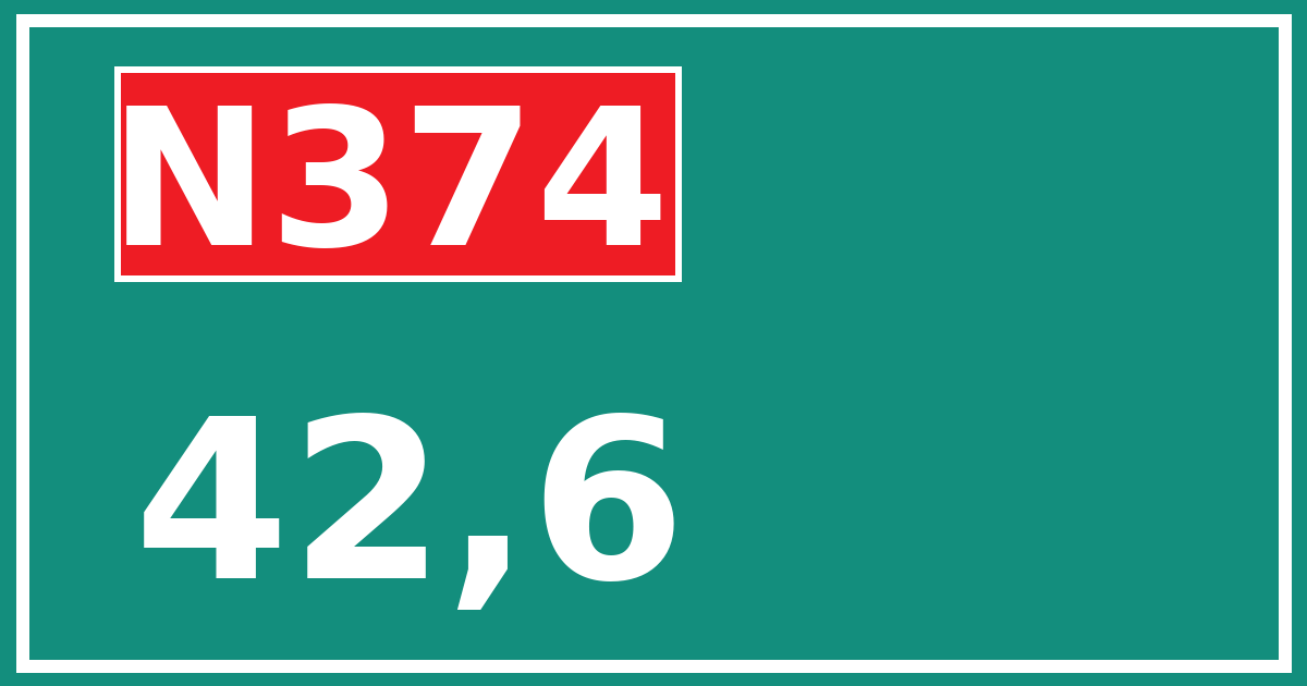 Hectometerbord N374 42,6