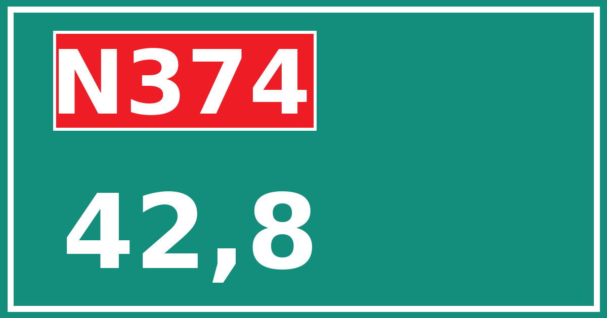 Hectometerbord N374 42,8