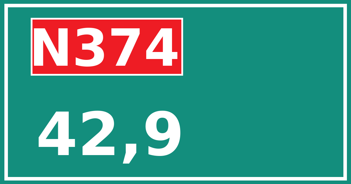 Hectometerbord N374 42,9