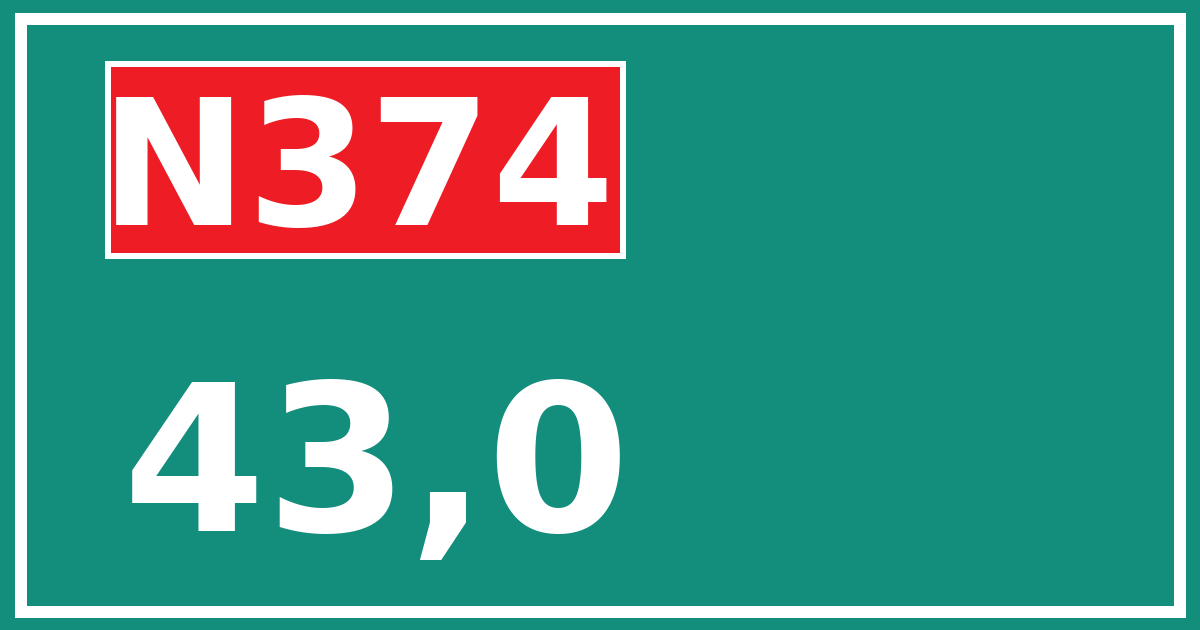 Hectometerbord N374 43,0