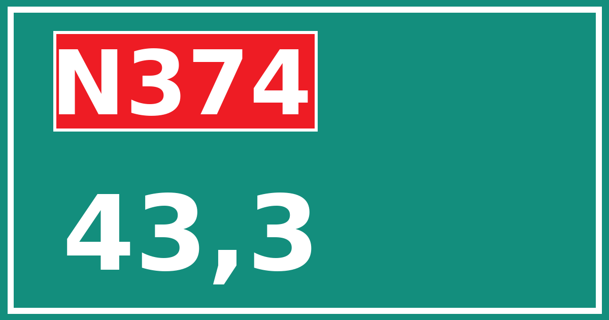 Hectometerbord N374 43,3