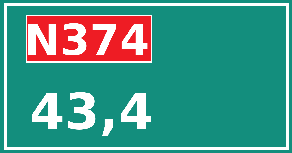 Hectometerbord N374 43,4