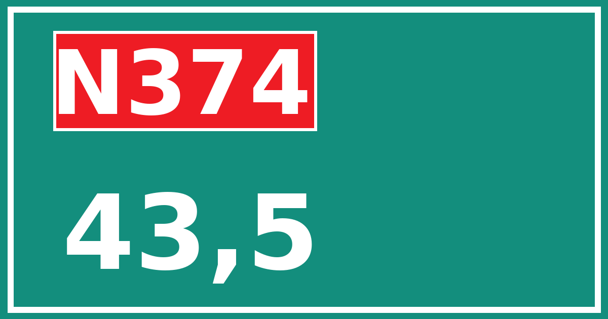 Hectometerbord N374 43,5
