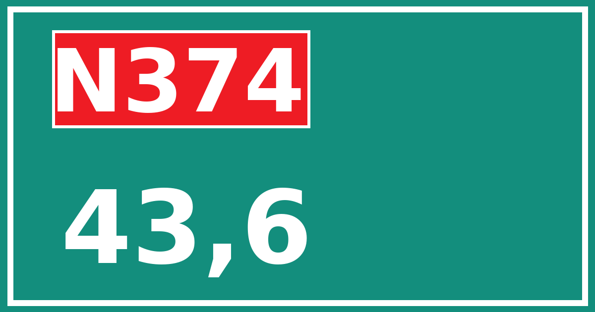 Hectometerbord N374 43,6