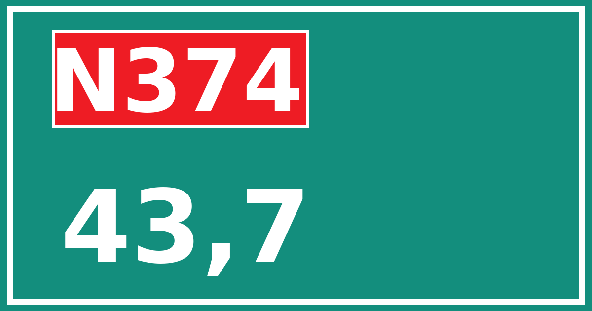 Hectometerbord N374 43,7