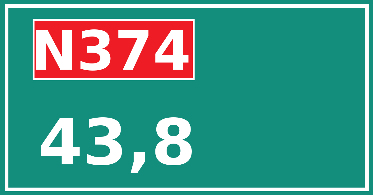 Hectometerbord N374 43,8