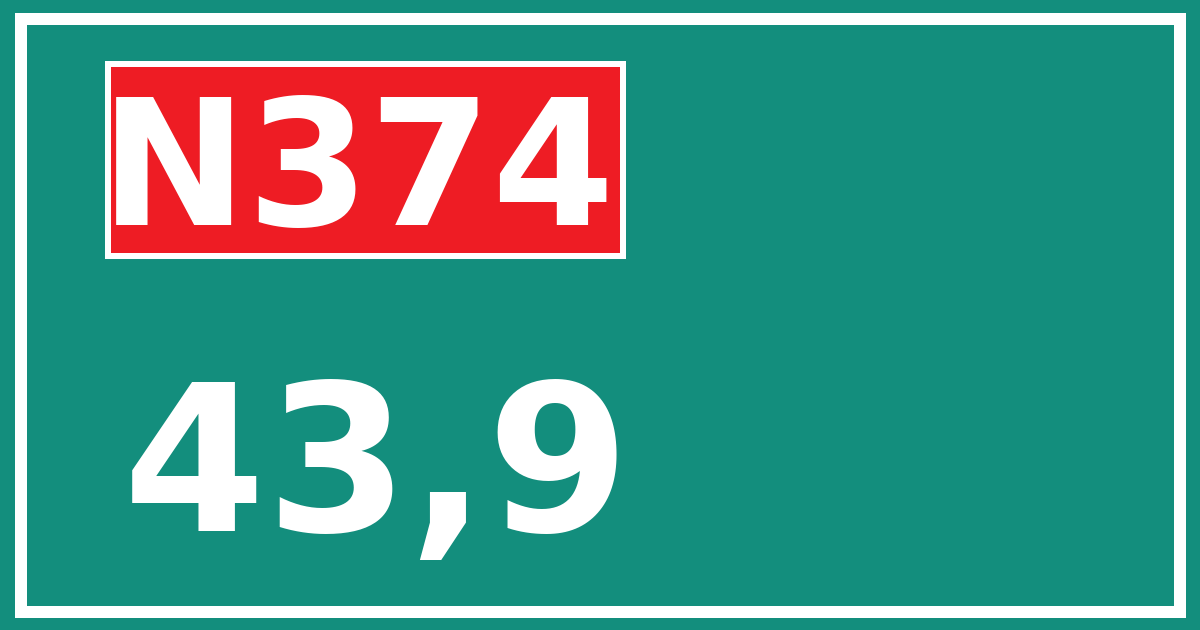 Hectometerbord N374 43,9