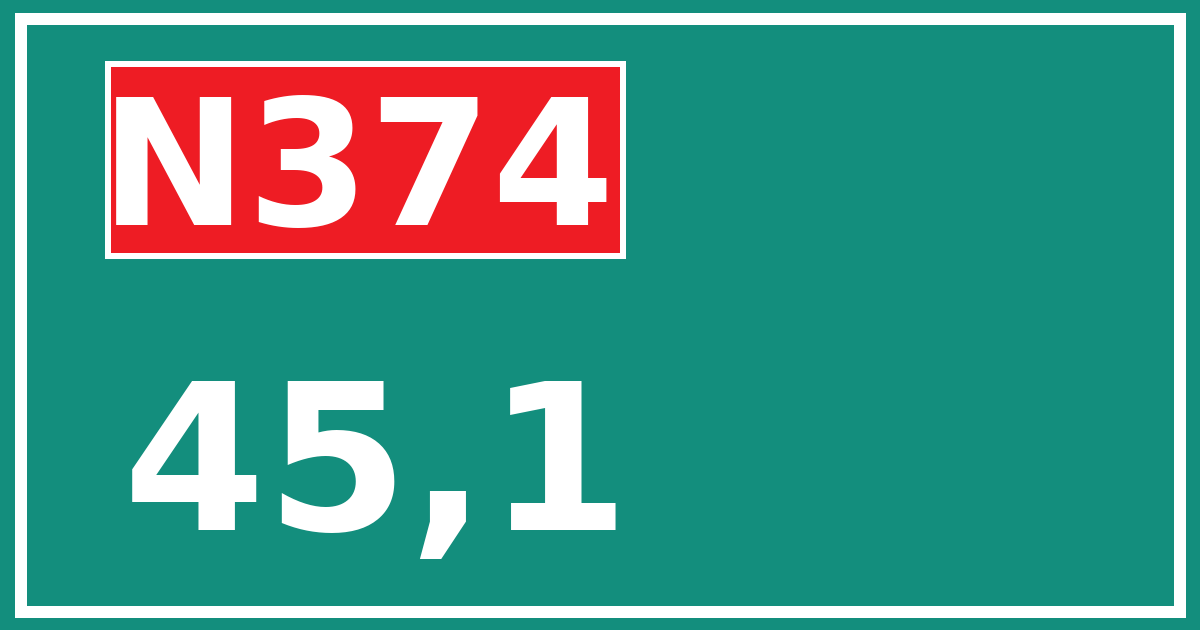Hectometerbord N374 45,1