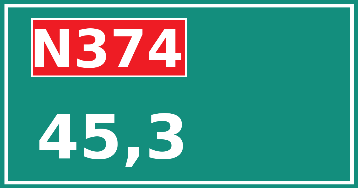 Hectometerbord N374 45,3