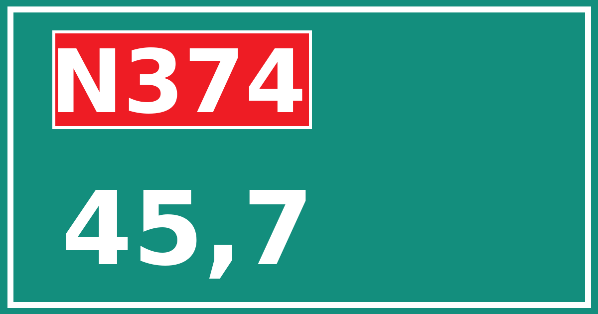 Hectometerbord N374 45,7