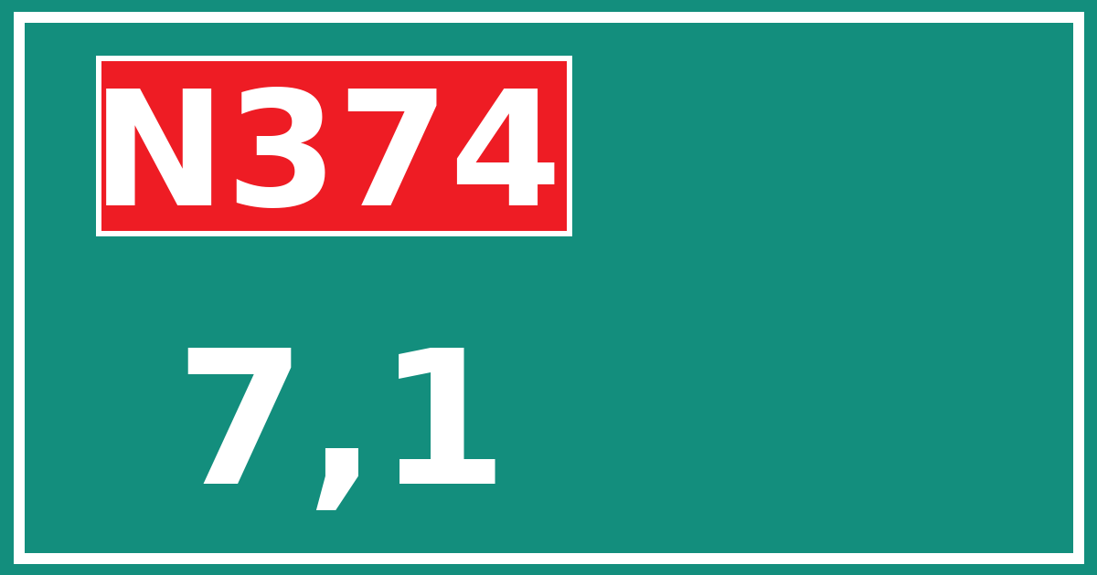 Hectometerbord N374 7,1