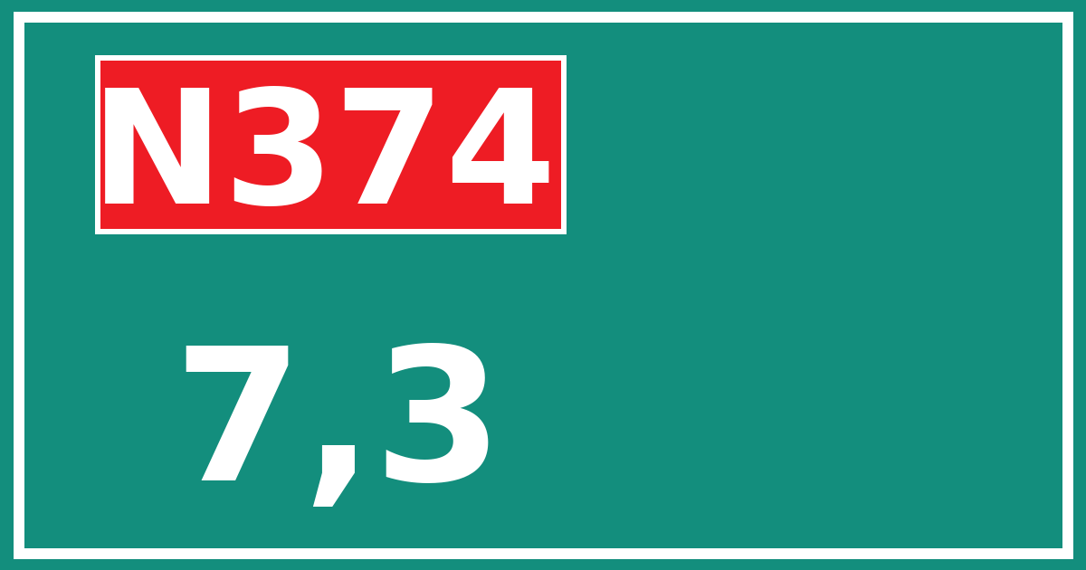Hectometerbord N374 7,3