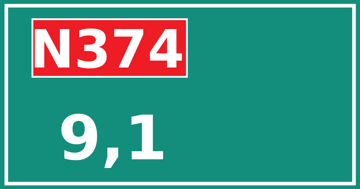 Hectometerbord N374 9,1