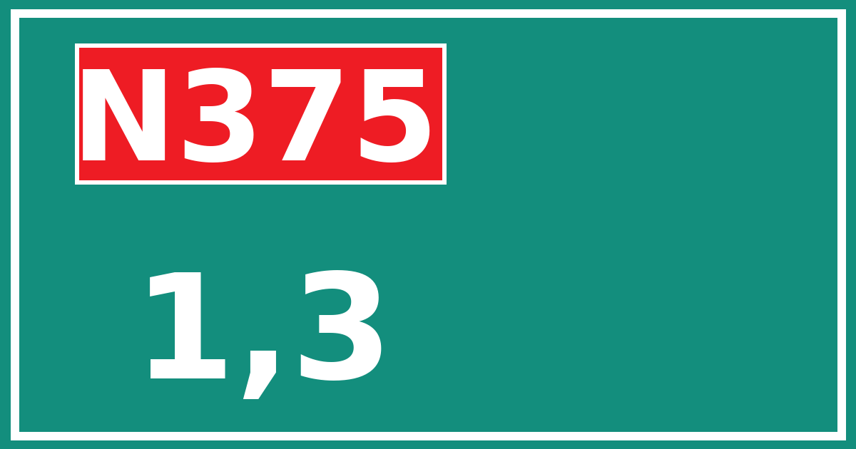 Hectometerbord N375 1,3