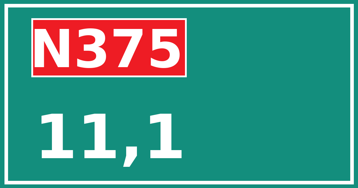 Hectometerbord N375 11,1