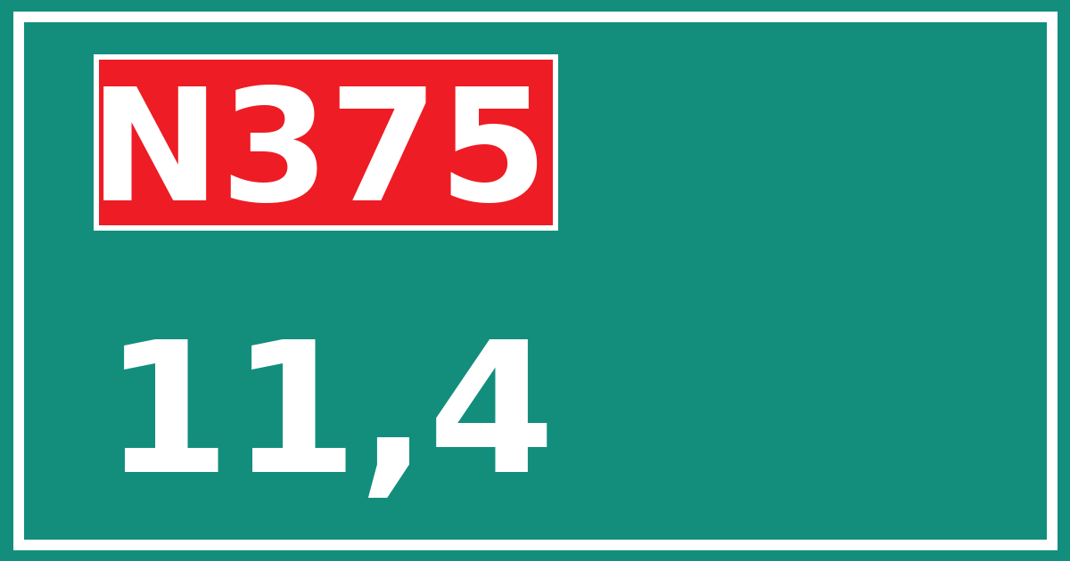 Hectometerbord N375 11,4