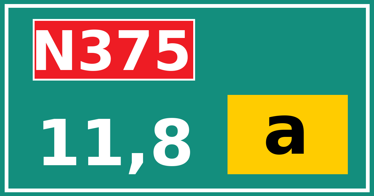 Hectometerbord N375 11,8 letter a