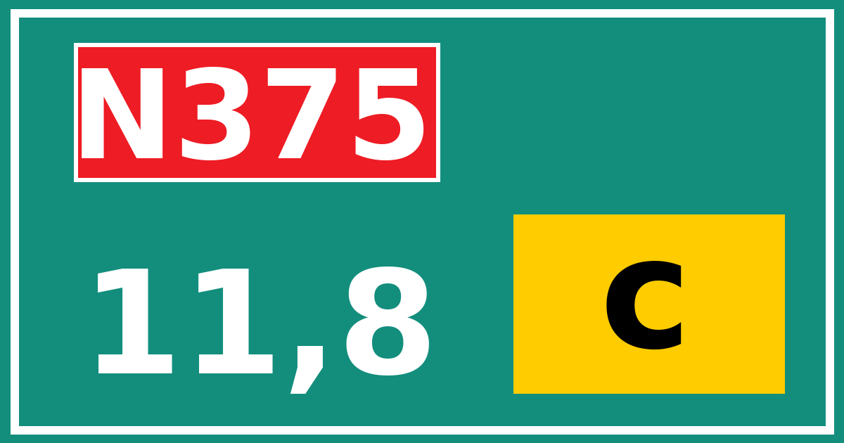 Hectometerbord N375 11,8 letter c