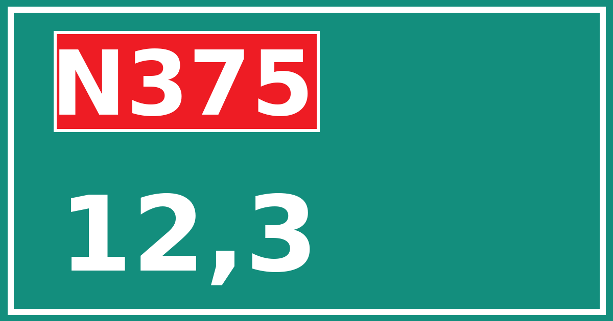 Hectometerbord N375 12,3
