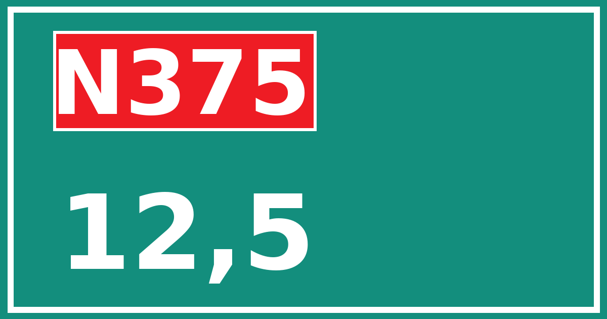 Hectometerbord N375 12,5