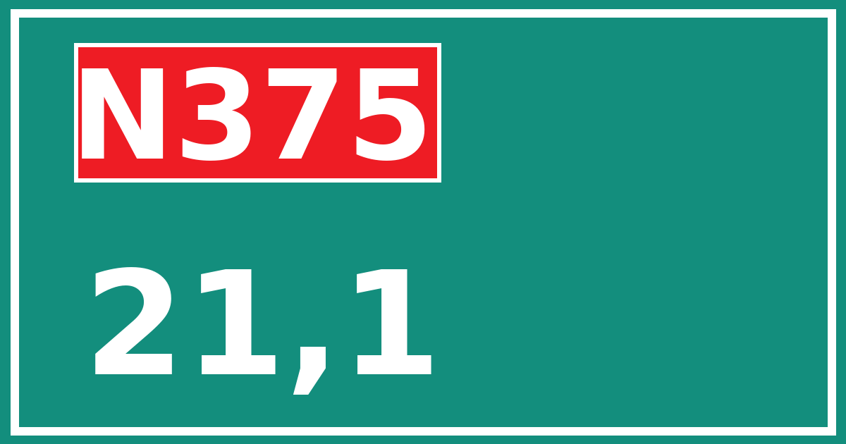 Hectometerbord N375 21,1