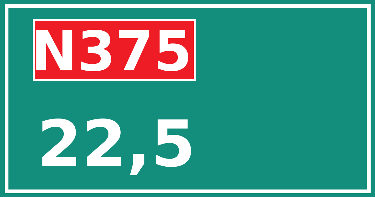 Hectometerbord N375 22,5