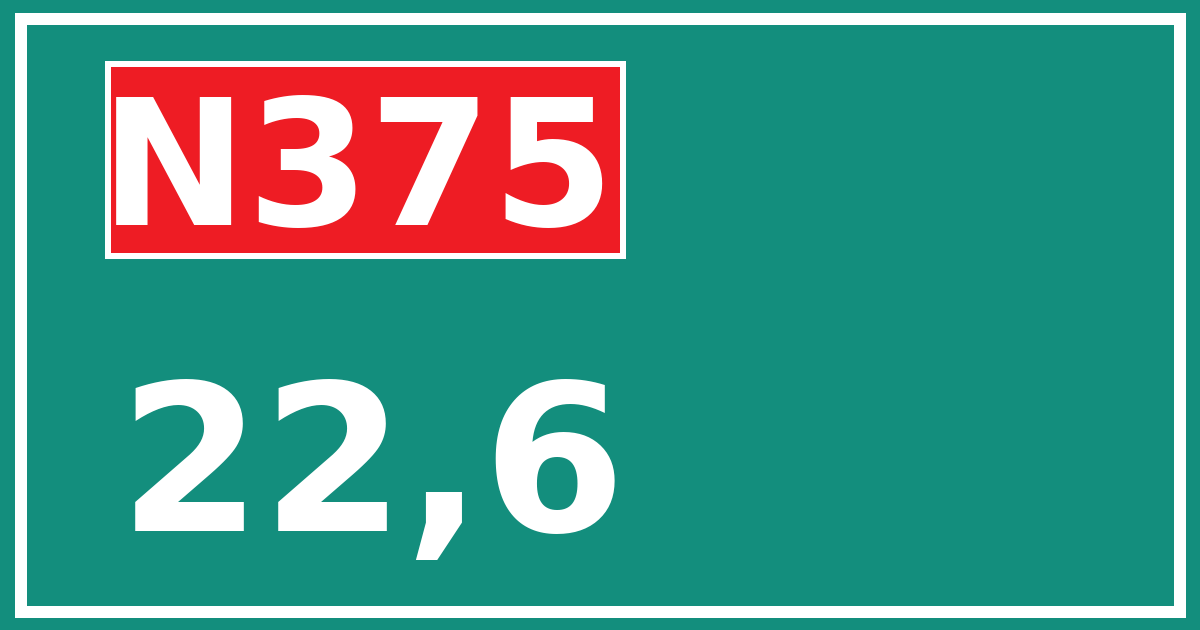 Hectometerbord N375 22,6