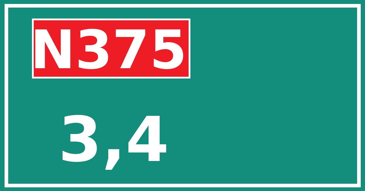 Hectometerbord N375 3,4