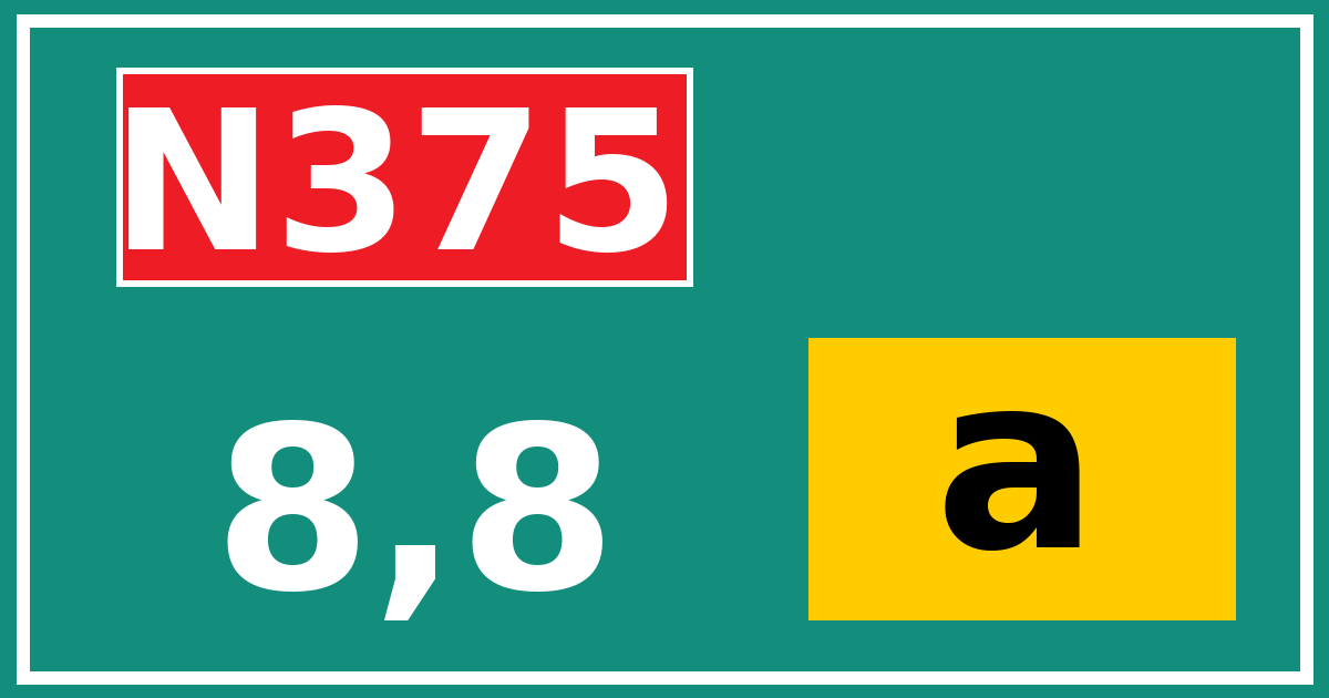 Hectometerbord N375 8,8 letter a