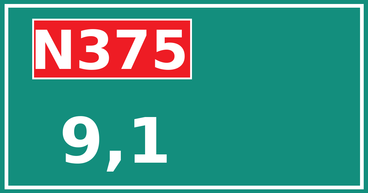 Hectometerbord N375 9,1