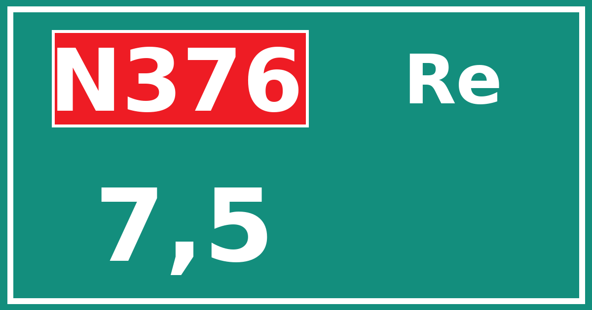 Hectometerbord N376 7,5 zijde Re