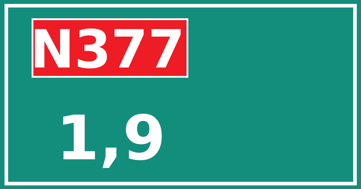 Hectometerbord N377 1,9