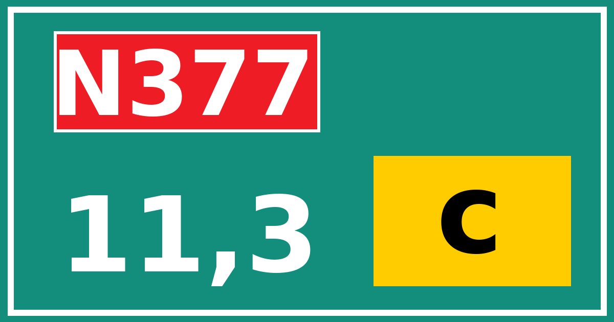 Hectometerbord N377 11,3 letter c