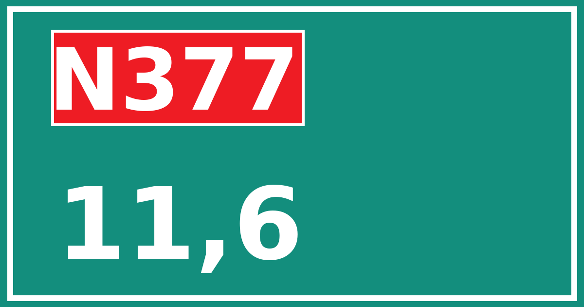 Hectometerbord N377 11,6