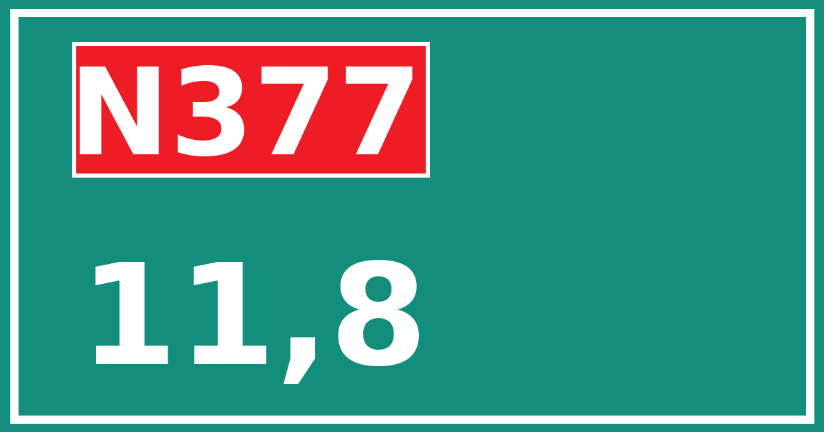 Hectometerbord N377 11,8