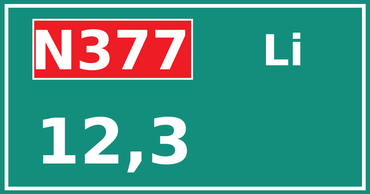 Hectometerbord N377 12,3 zijde Li
