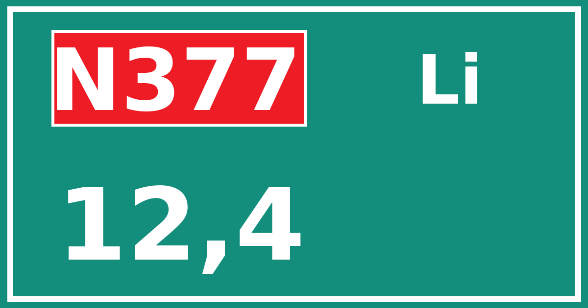 Hectometerbord N377 12,4 zijde Li