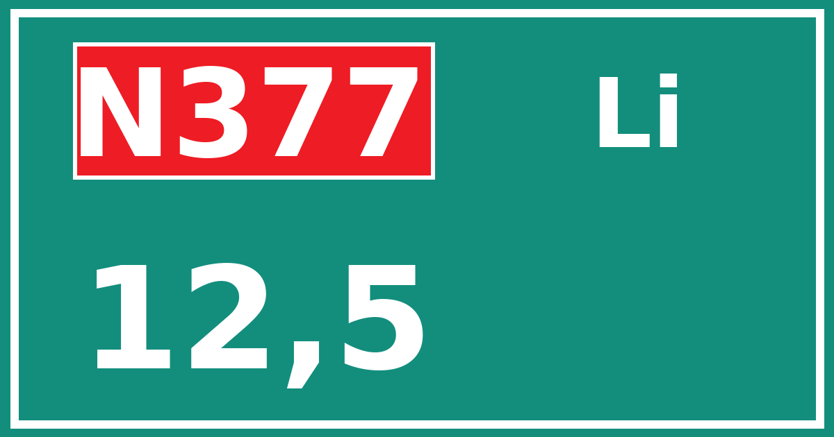 Hectometerbord N377 12,5 zijde Li