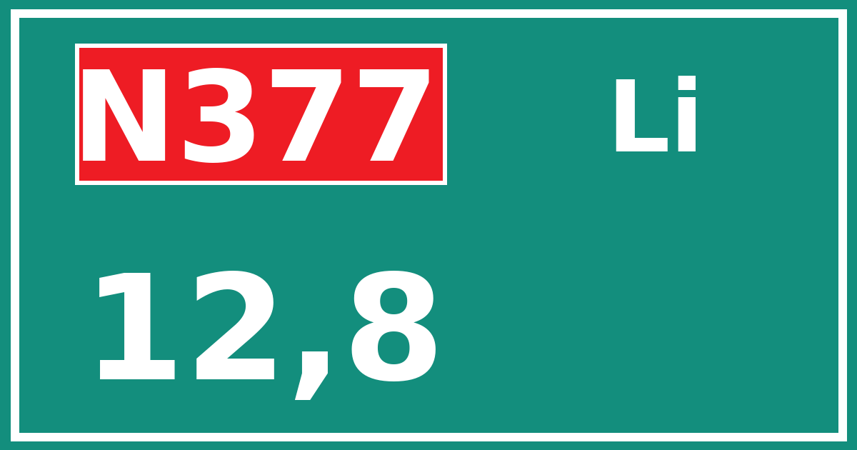 Hectometerbord N377 12,8 zijde Li